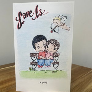 Love is Cupidity - Valentines Day, Thinking of you, Anniversary Greeting Card #4 - Kim Casali Minikim