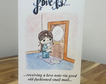Love is…receiving a love note via good old fashioned snail mail - Greeting Card #10 Kim Casali MiniKim