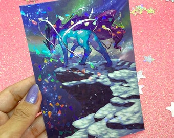 Suicune | Holographic A6 Altered Card Print