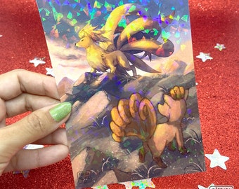 Ninetales | Holographic A6 Altered Card Print eeveelutions vulpix