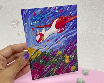 Latias | Holographic A6 Altered Card Print