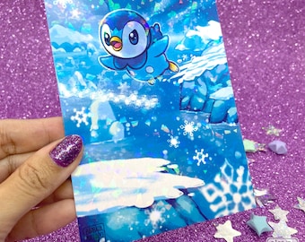 Piplup | Holographic A6 Altered Card Print Sinnoh