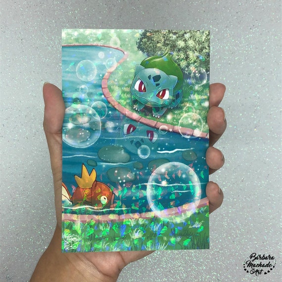 Bulbasaur Holographic A6 Altered Card Print Etsy
