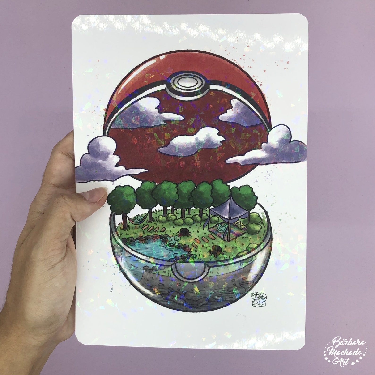 Pokeball Terrarium Bulbasaur Holographic A5 Print Etsy