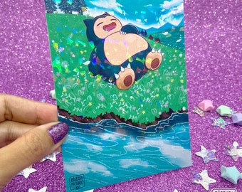 Snorlax | Holographic A6 Altered Card Print kanto