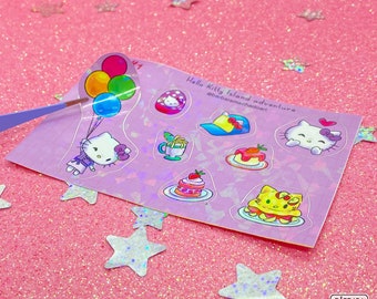 Kitty mini Sticker Sheet |  Holographic stickers Island Adventure