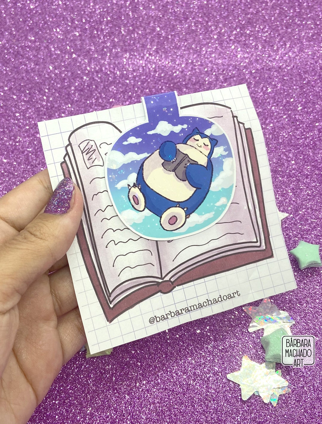 Snorlax Holographic Magnet Bookmark Sleepy Poke - Etsy