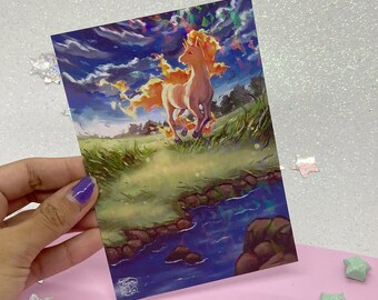 Rapidash | Holographic A6 Altered Card Print