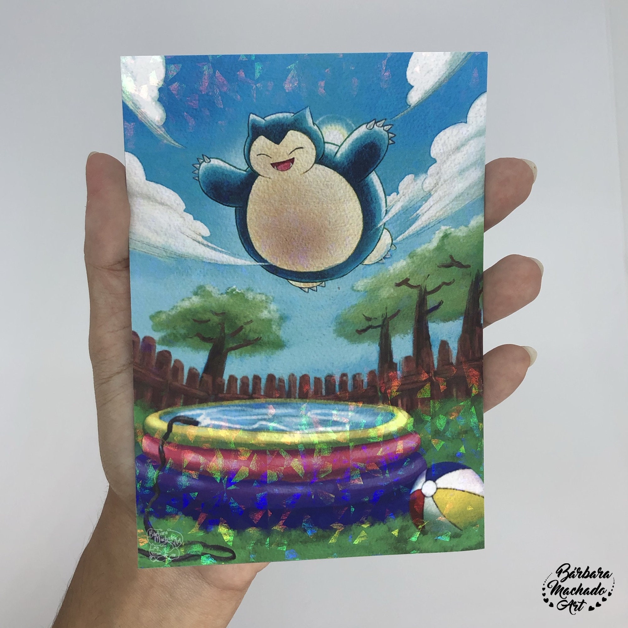 Acrylic Painting Snorlax Laminated A5 Altered card print Art
