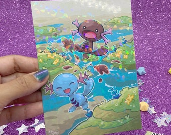 Wooper | Holographic A6 Altered Card Print Paldea