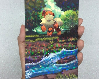 Growlithe | Holographic A6 Altered Card Print