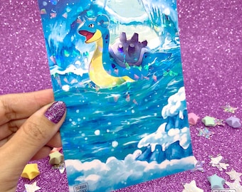 Lapras | Holographic A6 Altered Card Print kanto