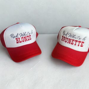 4th of July Hat, July 4th, Red White and Blonde, Brunette, Summer Hat, Trucker Hat