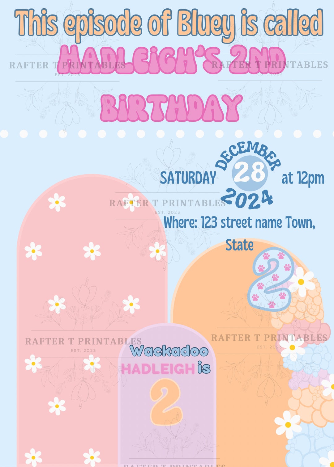 Bluey Inspired Digital Invitation - Etsy
