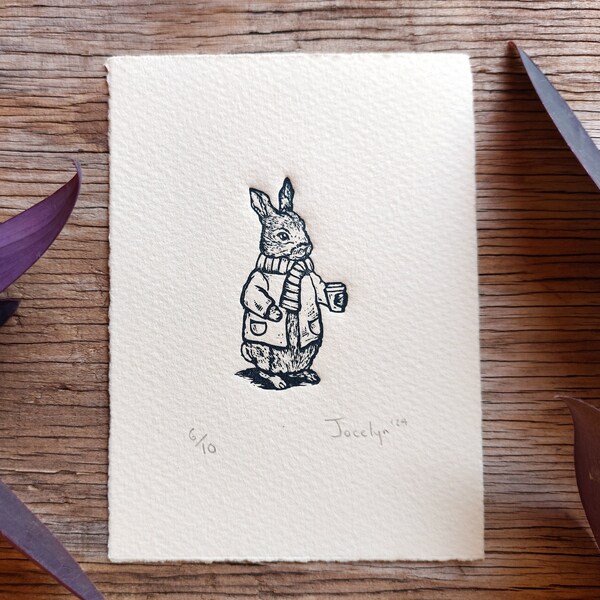 Little Rabbit Print, Block Print, Lino Print, Limited Edition