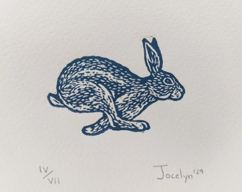 Little Rabbit Print, Block Print, Lino Print, Limited Edition