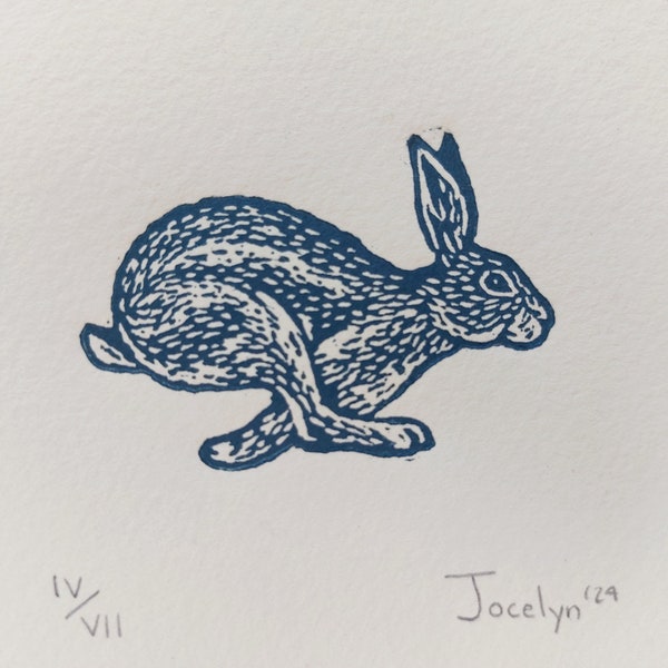 Little Rabbit Print, Block Print, Lino Print, Limited Edition