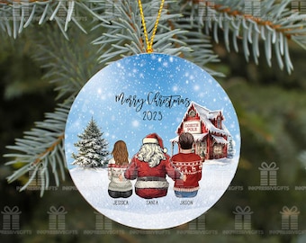 Personlig familjeprydnad | Jultomten, hundmamma, hundpappa | God jul 2026