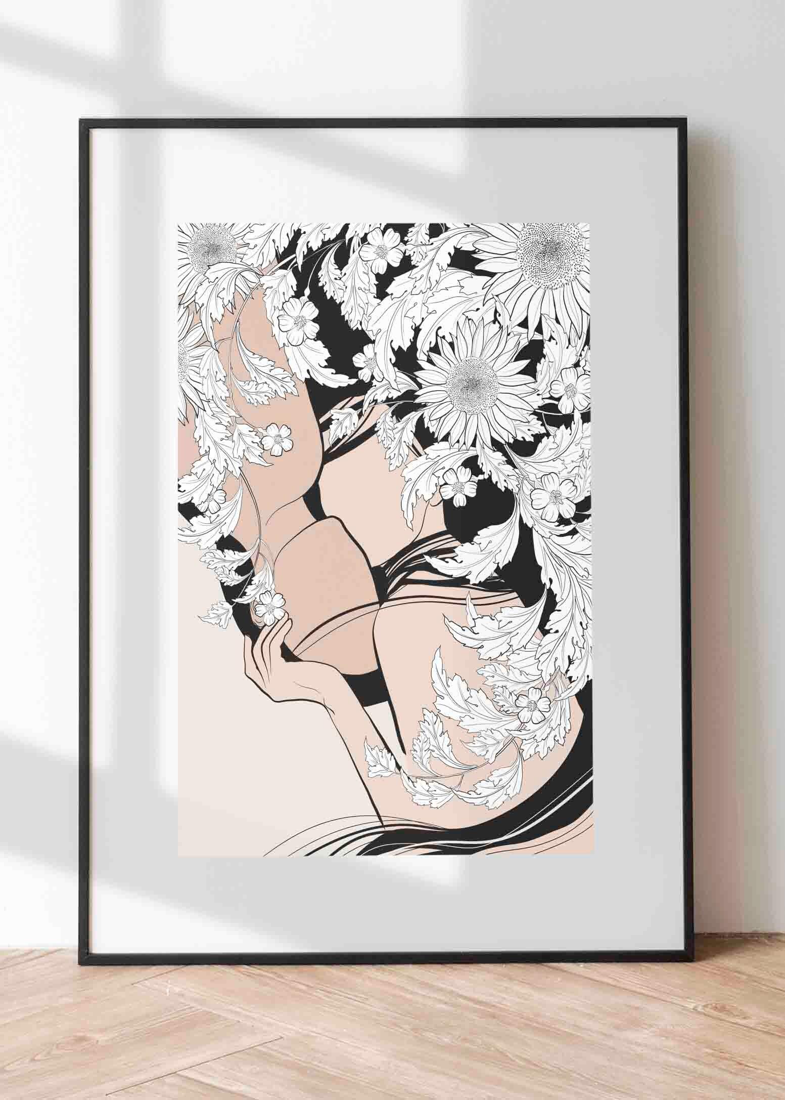 Female Illustration Print Feminine Wall Art Abstract Female Etsy