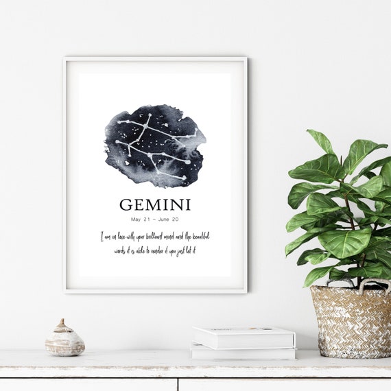 Gemini Prints Zodiac Wall Art Gemini Wall Art Astrology Etsy
