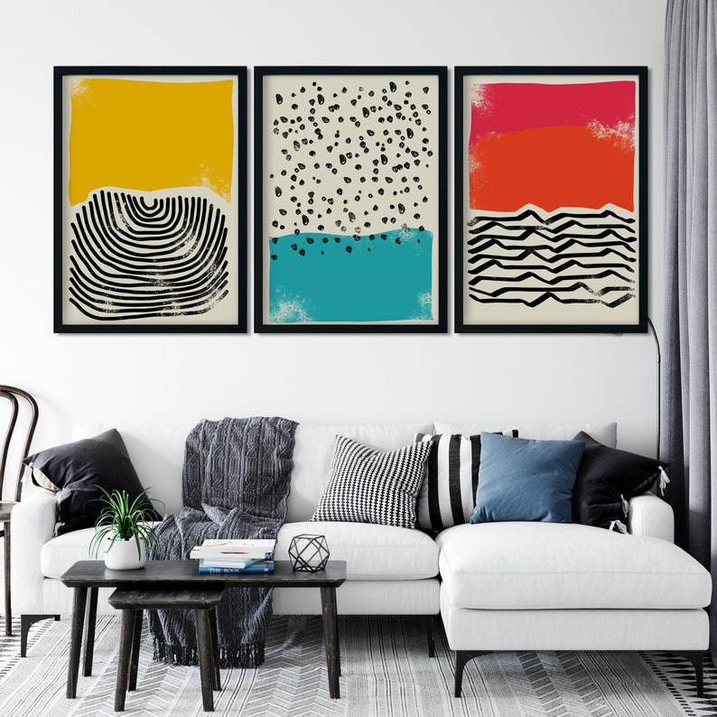 Abstract Art Set of 3 Prints Abstract Gallery Wall Set Etsy