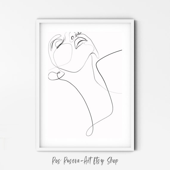 Female Face Art One Line Drawing, Woman Face Drawing One Line Art Abstract Line Art, Single Line Art, Minimal Line Art, Fashion Illustration