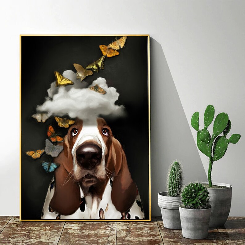 Funny Dog Print Funny Dog Art Eclectic Wall Art Surreal Art Etsy