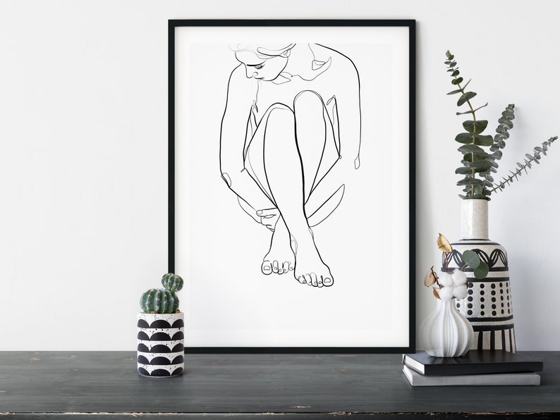 Nude Line Drawing One Line Drawing Feminine Wall Art One Line Art Line Illustration Female Figure Art Nude Line Art Female Line Art