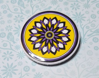 Non-Binary Chrysanthemum Badge | stylised flower in enby pride flag colours