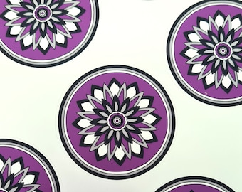 Asexual Chrysanthemum Sticker | stylised flower in asexual pride flag colours