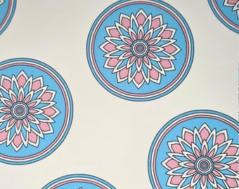 Transgender Chrysanthemum Sticker | stylised flower in trans pride flag colours