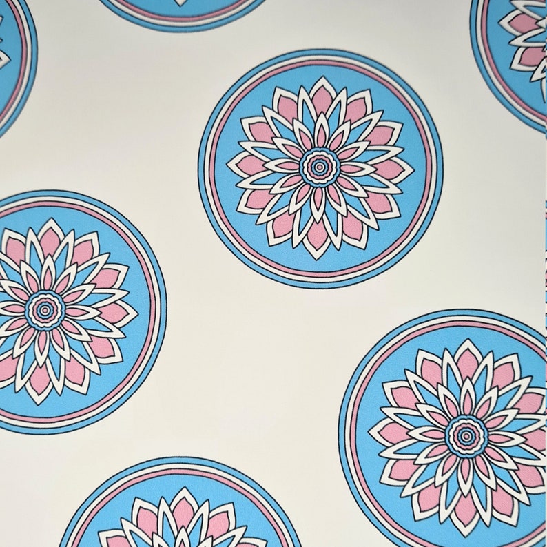 Transgender Chrysanthemum Sticker stylised flower in trans pride flag colours image 1