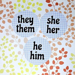 stickers pronoms | Elle/elle, il/lui, elles/eux aux couleurs de la fierté trans rétro