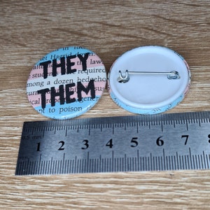 Your Pronouns Transgender Harry Potter Badge they/them she/her he/him and custom pronouns book page with trans pride flag colours image 5
