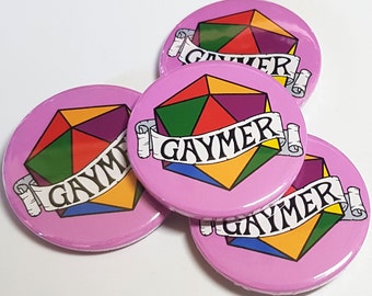 D20 Gaymer badge | gay tabletop gamer badge