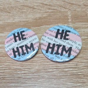 Your Pronouns Transgender Harry Potter Badge they/them she/her he/him and custom pronouns book page with trans pride flag colours image 4