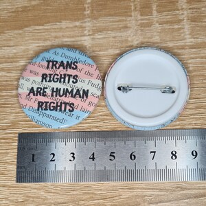 Trans Rights are Human Rights Transgender Harry Potter Badge book page with trans pride flag colours image 2