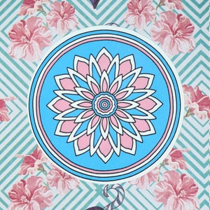 Transgender Chrysanthemum Sticker stylised flower in trans pride flag colours image 2