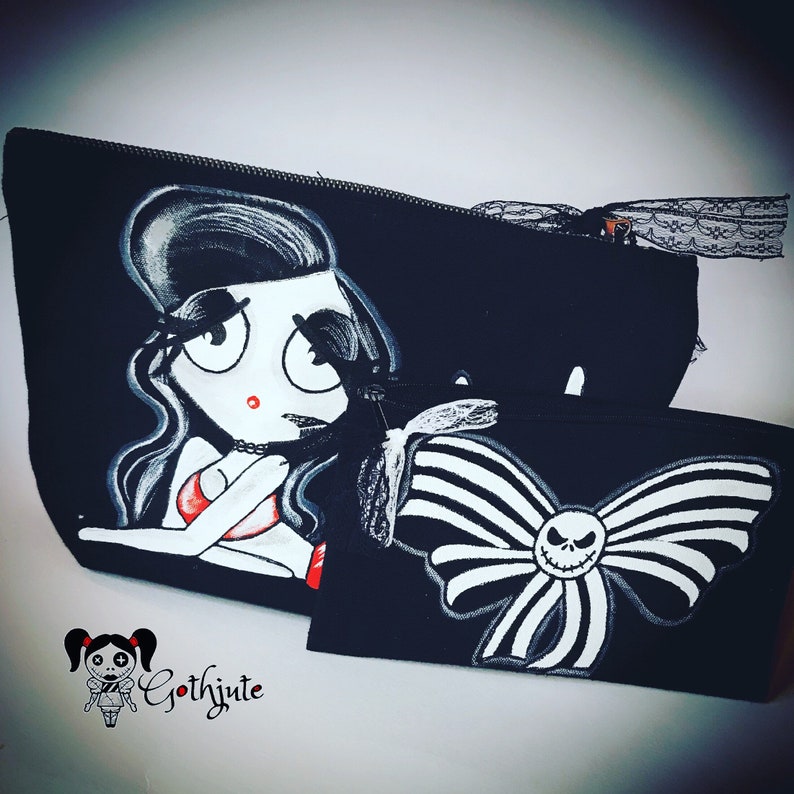 Personalised goth make uppencil case purse bag ready to post design or custom for gift