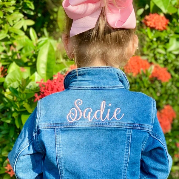 Personalized Toddler Denim Jacket,  Personalized Baby Jean Jacket, Denim Jean Jacket baby kid, Embroidered Blue Jean Baby Jacket