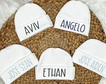 Baby hospital hat personalized with name, Baby Name hat, Newborn baby hat, Baby hat with name