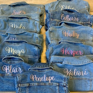 Personalized Toddler Denim Jacket, Personalized Baby Jean Jacket, Denim Jean Jacket baby kid, Embroidered Blue Jean Baby Jacket image 9