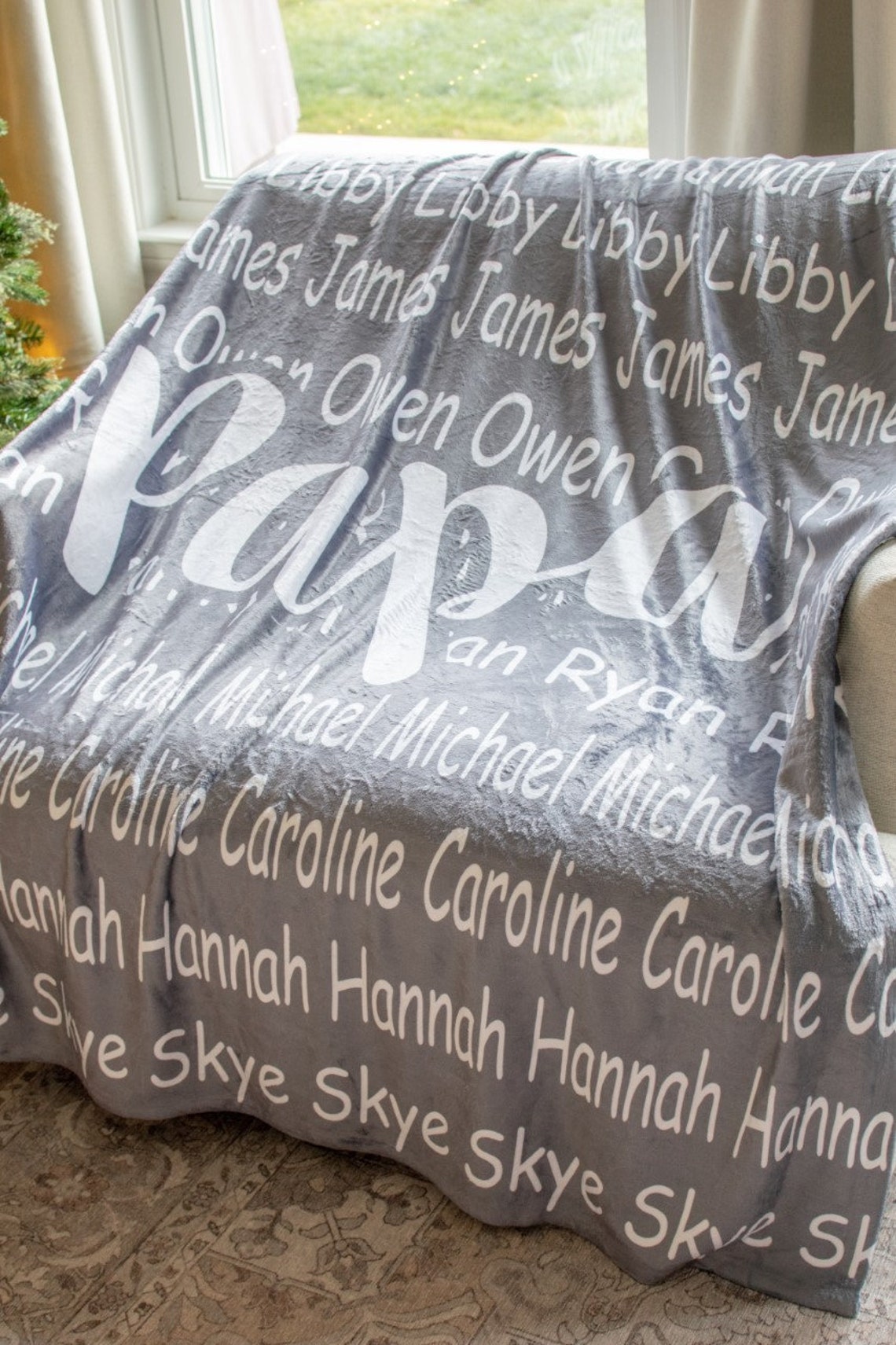 Personalized Family Name Blanket Grandma Gift Grandparents Etsy