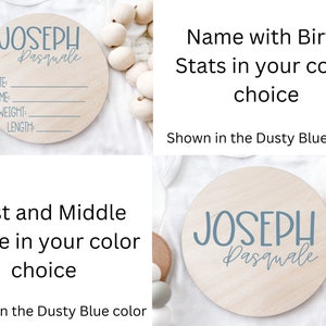 Baby Birth Announcement Wood Disc ~ Hello World Sign Shower Gift - Wooden Newborn Photo Prop ~ Personalized newborn wooden sign ~
