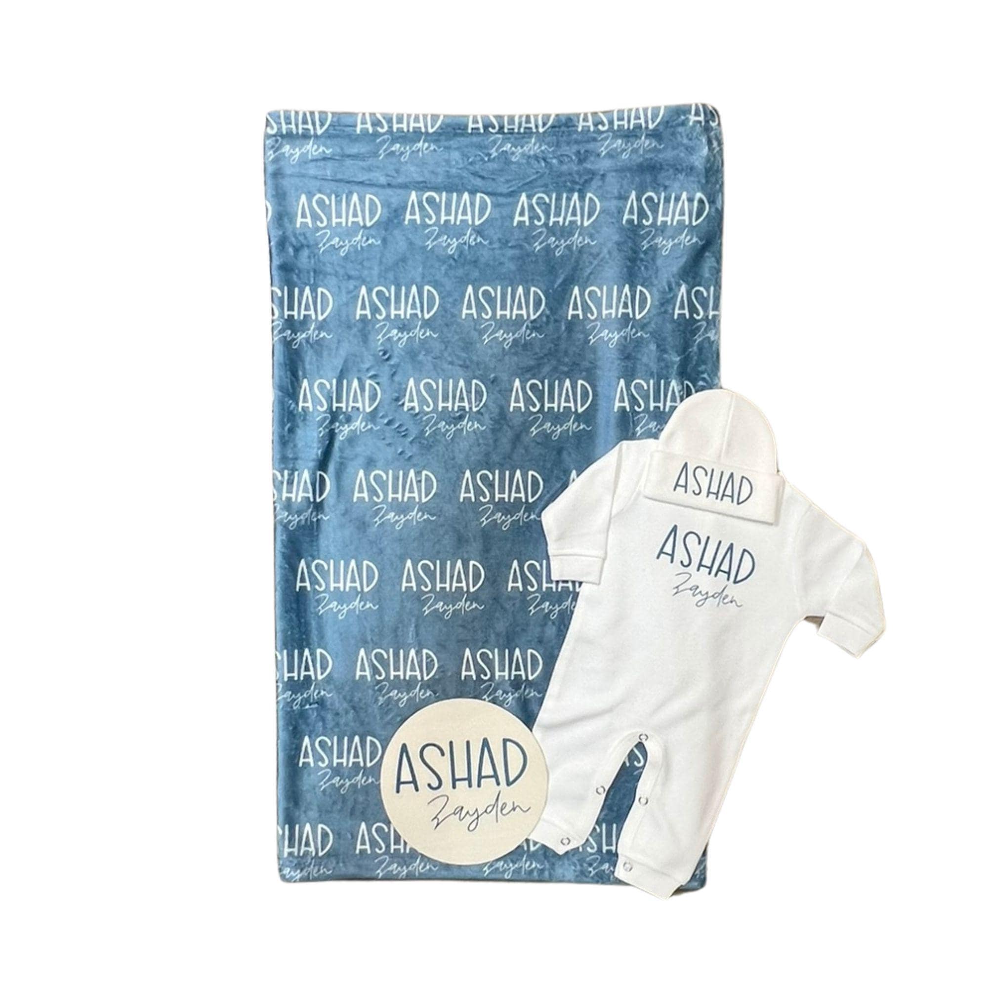 Custom baby blank, personalized newborn romper, hospital take home outfit, baby gift set