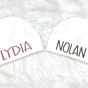 Personalized Newborn Hat: Custom Name, Cotton Baby Hospital Beanie