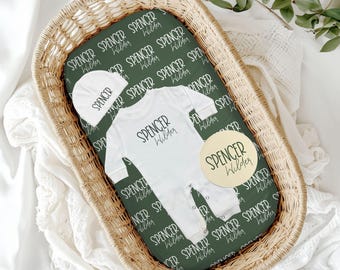 Newborn Coming Home Outfit Boy, Personalized name Swaddle Blanket Romper hat and sign, Baby boy hospital bundle, Custom Baby Shower Gift