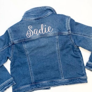 Personalized Toddler Denim Jacket, Personalized Baby Jean Jacket, Denim Jean Jacket baby kid, Embroidered Blue Jean Baby Jacket image 6