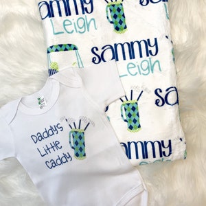 Personalized Baby Golf Blanket – Custom Name Blanket – Golf Theme Baby Gift for Boys