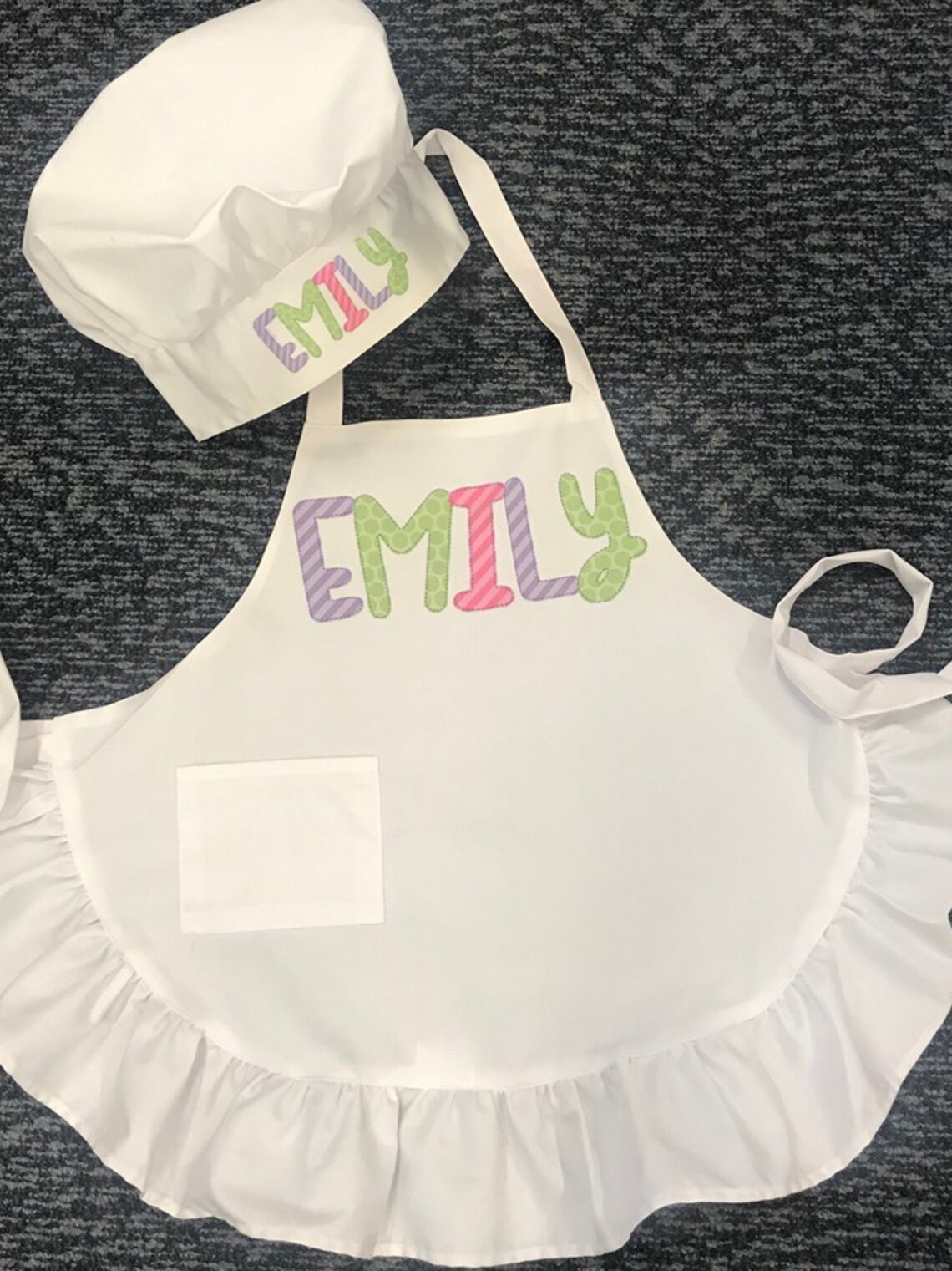 Personalized Child's White Ruffled Apron and Chef Hat Etsy